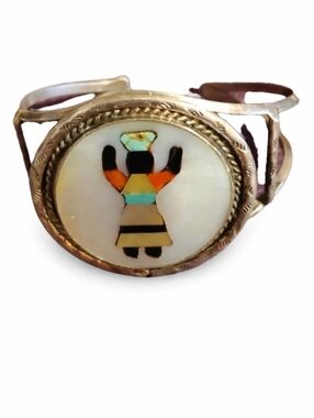 Vintage Sterling Navajo‎ Kachina Man cuff